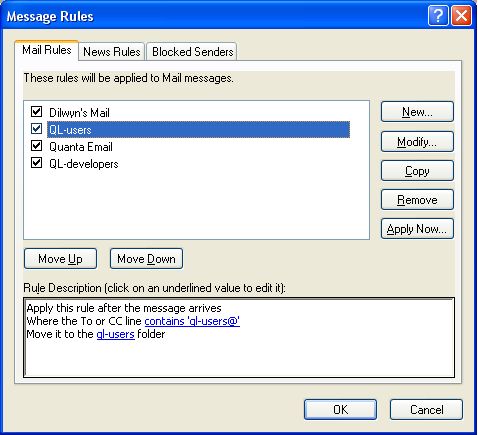 Fig.4 The completed email message rule
